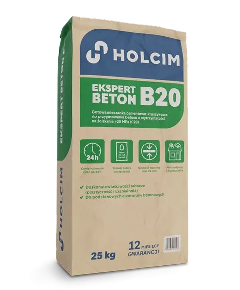 Suchy beton B20 w workach